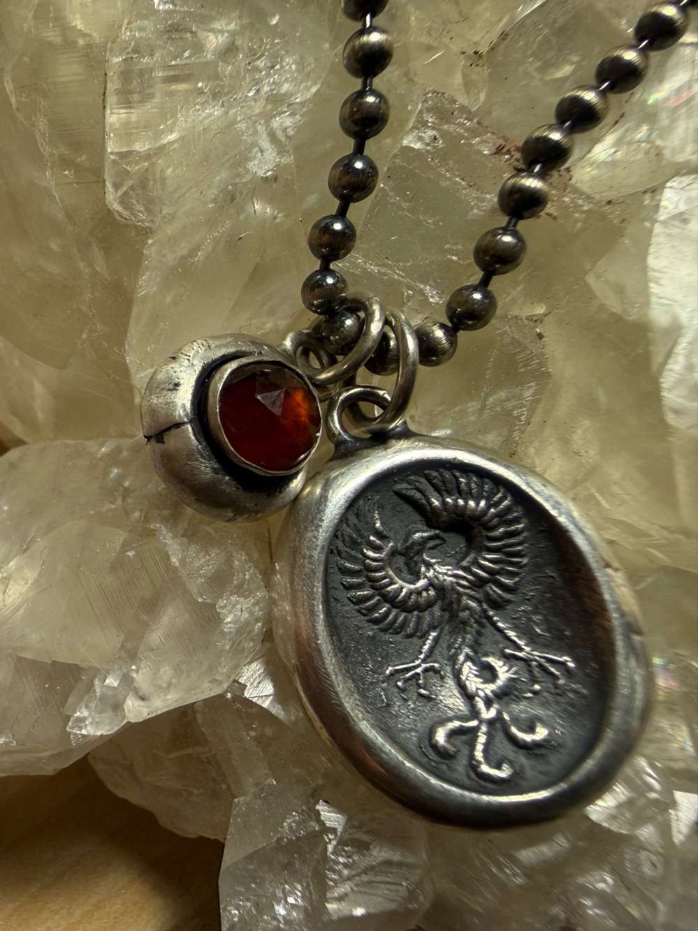 SWALK| Phoenix Wax Seal Pendant with Orange Kyanite